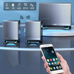 Home Theater System Wireless Computer Speakers Hi-Fi Stereo Subwoofer with Microphone Support USB TF AUX for Laptop PC TV Loudspeaker