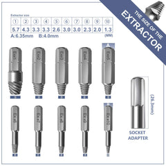22pcs Damaged Screw Extractor Set with Locking Socket Adapter for Broken Screw HSS Broken Bolt Extractor Screw Remover Kits
