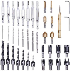 40pcs Chamfer Countersink Drill Bits Wood Plug Cutter Center Punch Core Drill Bit Set