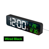 LED Digital Alarm Clock Wired Watch for Bedroom Table Digital Snooze Mirror Clock