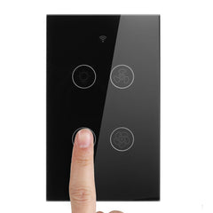 Black WiFi+RF US Smart Ceiling Fan Light Switch 2/3 Way Control Smart Life/Tuya APP RF Remote Speed Control Work with Alexa Google Home