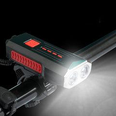 Bicycle Headlight Super Bright 3 Modes USB Rechargeable Bike Front Light with 120dB Horn Bell Power Bank