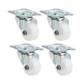 4pcs 1 Inch White PP Plastic Furniture Foot Wheel Flat Moving Universal Wheels