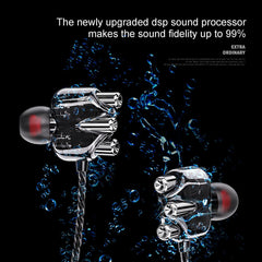 Transparent In-Ear Headphones 3D Stereo Dual Speaker Wired Earphones Wire Control Tuning Stereo Sports Headsets