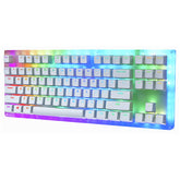 Mechanical Keyboard 87 Keys Hot Swappable Type-C Wired USB 3.1 NKRO Translucent Glass Base Gateron Switch ABS Two-color Keycap RGB Gaming Keyboard