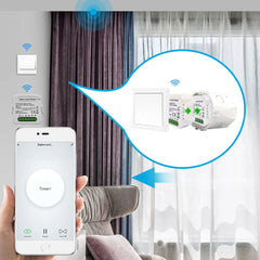 Smart Home Curtain Switch Module APP Remote Control Timer 240V Switch On-off Device Works with Alexa Google Home