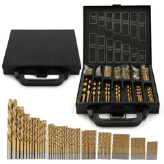 99PCS Drill Bit Set 1/16"-3/8" HSS Titanium Multi Drill Bits Twist Metal