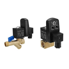AC220V 1/2" Brass Electric Solenoid Automatic Timer Air Compressor Cold Dryer Drain Water Valve