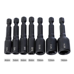 7Pcs M4-M14 Screw Tap Socket Adapter 1/4 Inch Hex Shank Machine Tap Square Driver Thread Tap Adapter for Electric Drill