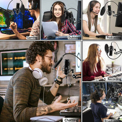 Professional Intelligent Noise Reduction USB Condenser Microphone with Shock Mount
