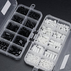 300Pcs Nylon Screw White/Black Hex Screw Nut PCB Standoff Spacer Assortment Kit
