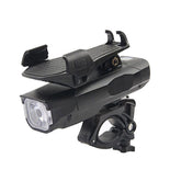 4-in-1 Bike Headlight T6 500lm 3 Modes Bike Front Lamp Power Bank Phone Hold 120dB Horn for 4-6.3inch Phone Cycling Bicycle