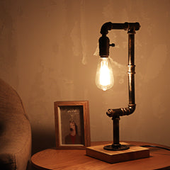 Industrial Retro Iron Wooden Table Lamp Living Room Bedside Light Decor