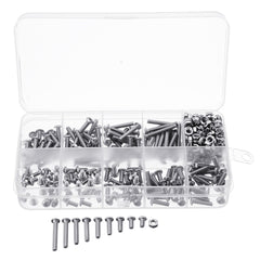 M3SS5 340Pcs M3 A2 Stainless Steel Hexagon Sockets Screw Nuts Assortment Set 5-20mm