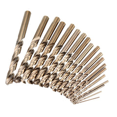 M35 Cobalt Drill Bit Set HSS-Co Jobber Length Twist Drill Bits with Metal Case for Wood Metal Drilling