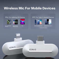 Wireless Lavalier Microphone System 2.4GHz Dual Channel Real Time Vocal Studio Condenser Type-C Interface Mic with Charging Case
