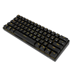 Mechanical Keyboard Bluetooth Wired Dual Mode 60% Golden / Ice Blue Backlit Gaming Keyboard