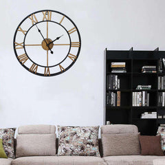 40cm/50cm Large Metal Skeleton Wall Clock Antique gold Home Decor Round Living Room