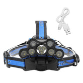 9xT6 LED Headlamp USB Rechargeable 6 Modes Bike Headlight 18650 Torch Lamp Outdoor Night Cycling Work Light