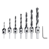 23pcs Chamfering Countersunk Drill Bit Set 5 Flute Chamfering Drill Wood Plug Cutter Automatic Center Punch Drill