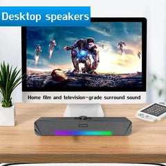 Soundbar Bluetooth 5.0 Speaker RGB Light Hi-Fi Stereo Sound Home Desktop Speaker Subwoofer USB Power Supply
