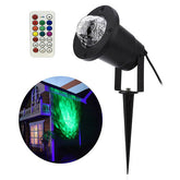 12W Remote Control Water Wave Effect Outdoor Projector Light with 7Colors Decor for Christmas Party