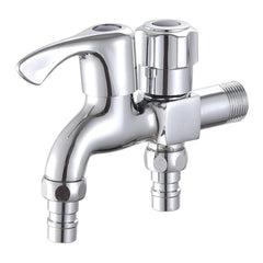 Wall Mount Single Cold Washing Machine Faucet 1/2'' Double Spouts 2 Handles Water Tap Garden Bathroom Bidet