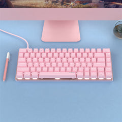 82 Keys Mechanical Keyboard Type-C Wired Mechanical Switch LED White Backlight Pink Gaming Keyboard