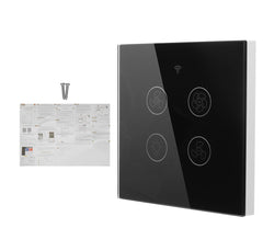 Black WiFi+RF EU Smart Ceiling Fan Light Switch 2/3 Way Control Smart Life/Tuya APP RF Remote Speed Control Work with Alexa Google Home
