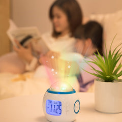 Night Light Projector LED Lamp Bedroom Digital Alarm Clock With Music for Kids