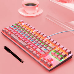 87 Keys Wired Mechanical Keyboard Blue Switch Waterproof 19 RGB Backlight Gaming Keyboard for Windows XP/7/8/10