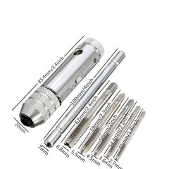 T Handle Ratchet Tap Wrench with 5pcs M3-M8 Machine Screw Thread Metric Plug Tap