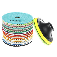 17pcs 4 Inch 30-800 Grit Diamond Polishing Pads Set for Marble Granite Stone Concrete