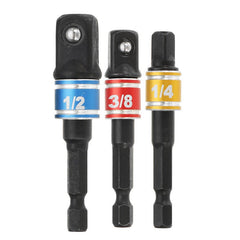 3Pcs Power Screwdriver Extension Bar Adapter Black Anti-rust Coating Power Tool Bits