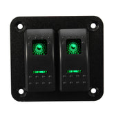 12V 24V 2 Gang Waterproof LED Car Marine Truck Boat RV Rocker Switch Panel