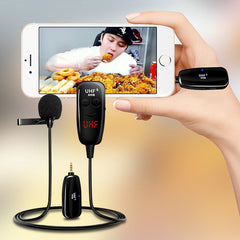 Wireless Lavalier Microphone Mini Portable Lapel Collar Clip-on Mic with Receiver Transmitter for Live Interview DSLR
