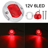 12V 6 LED Round Lights Chrome Transom Mount For Marine Boat Yacht Stern Navigation