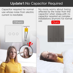 Smart Light Switch No Neutral Wire No Capacitor Remote Control Works with Alexa Google Home