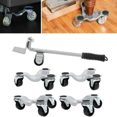 5Pcs Furniture Slider Mover & Lifter Tool Kit Easy Moving System Roller Riser Transport Trolley for Bulky Heavy Loads