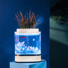 Fish Tank USB Charging Self-cleaning Aquarium with 7 Colors LED Light
