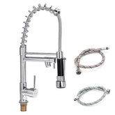 Pull Out Kitchen Tap Chrome Finished Spring Faucet Swivel Spout Vessel Sink Hot Cold Water Mixer Silver