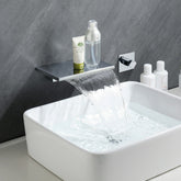 Modern Single Handle Wall Mount Faucet Waterfall Spout Bathroom Tub Basin Concealed Tap Hot Cold Water Mixer