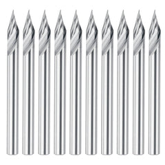 10Pcs 3.175mm Shank Engraving Bit End Milling Cutter 30 Degrees Tip 0.2mm Carbide 3D Milling Bit Carving
