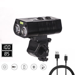 2xT6 750lm COB LED Bike Headlight 9 Modes Adjustable USB Rechargeable Waterproof Super Bright Bicycle Front Flashlight with Bracket
