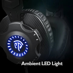 Gaming Headset with Automatic Cycling RGB LED lights Noise Cancelling Mic for PS4 Switch PC Laptop Tablets Phone