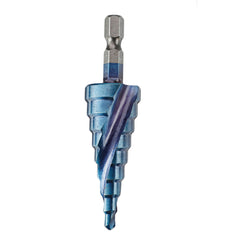 3Pcs 1/4 Inch Hex Shank HSS Blue-plated Step Drill Bit Set Spiral Groove Hole Cutter Tools 4-12/4-20/4-32mm