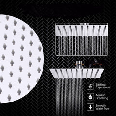 Square Stainless Steel Shower System Large Angle-adjustable Shower Head Adjustable Rotate Ball Five-piece Shower Set