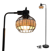 Rattan Hollow Cage Design Floor Lamp Modern & Rustic Style Living Room Bedroom