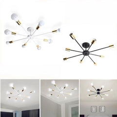 8 Heads Vintage Industrial Edison Chandelier Metal Flush Mount LED Ceiling Lights AC 85-265V