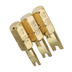 3pcs 25mm U4-U8 U Shaped Screwdriver Bits 1/4 Inch Hex Shank Electroplating Bronze
